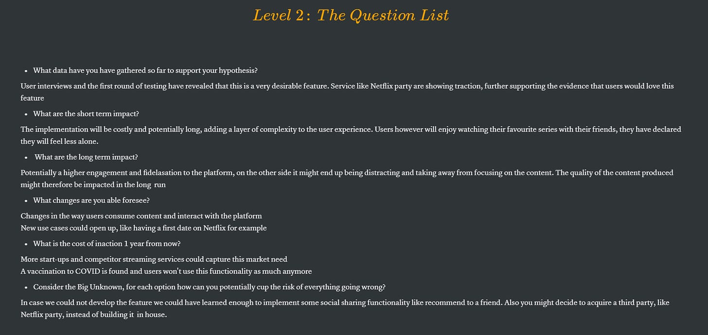 Level 2: The Question List