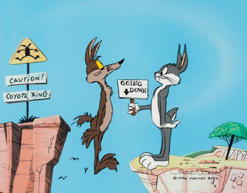 Like Wile E Coyote, we're running into thin air. The recession looks  deeper, but we will get out.