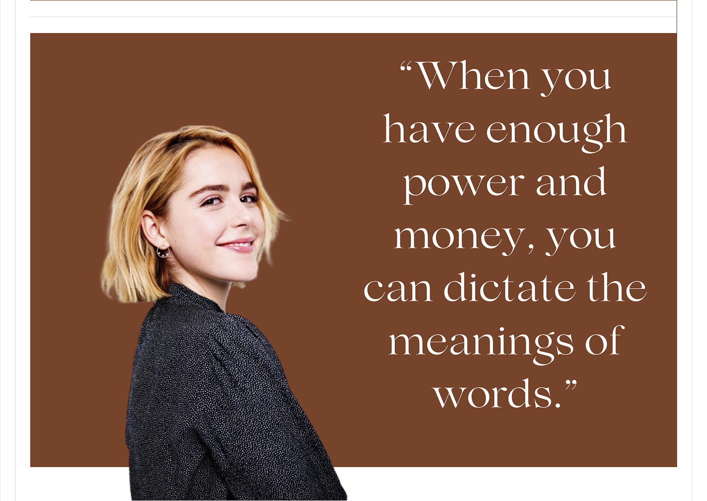 Stevie Bell from the Truly Devious series quotes Kiernan Shipka