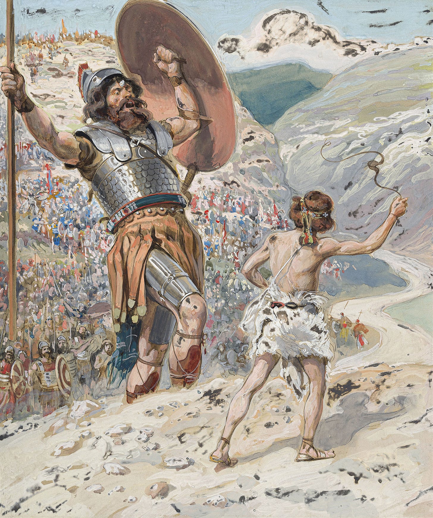David Slings the Stone (c. 1896-1902) by James Tissot