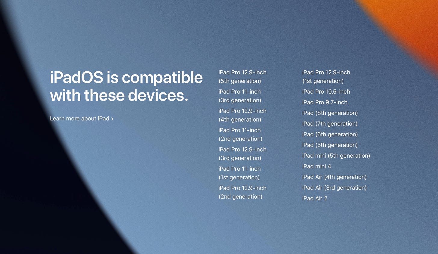 iPadOS 15に対応するiPadモデル