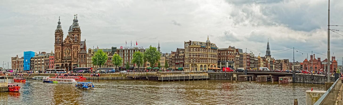 Amsterdam Panoramic View from Main Train Station Central Station  Netherlands Editorial Image - Image of church, history: 174073175