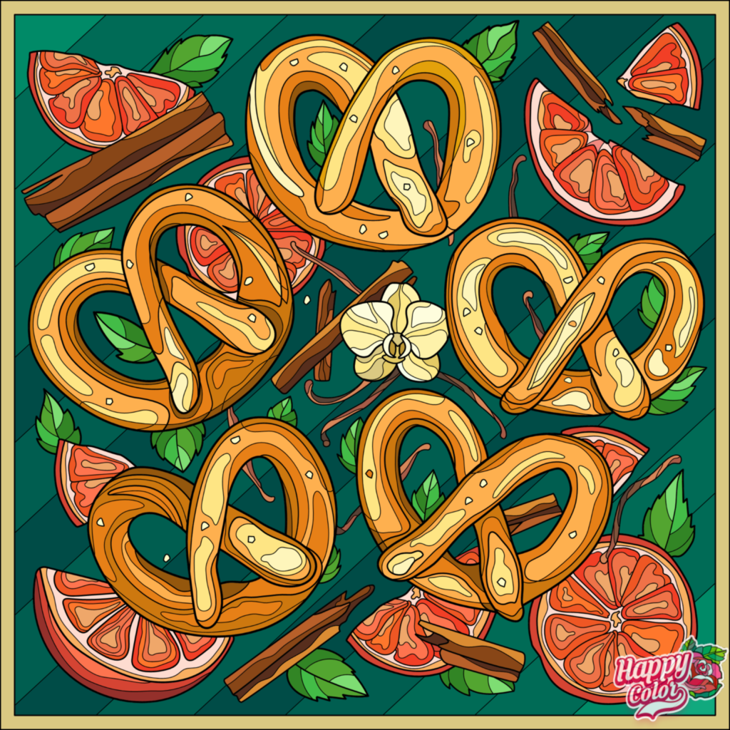 color by numbers of pretzel