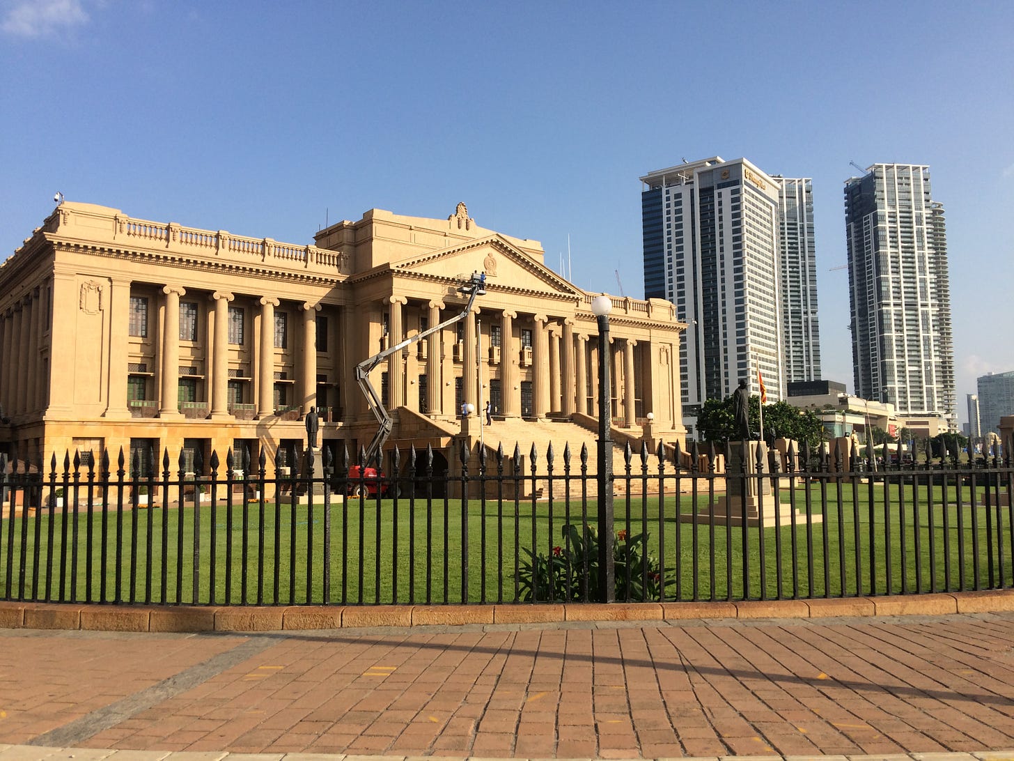 Sri Lanka's old parliament building in Colombo which houses the Presidential Secretariat. The compound was overrun by protesters this week. (Image: Nachiket Deuskar/Untwined)
