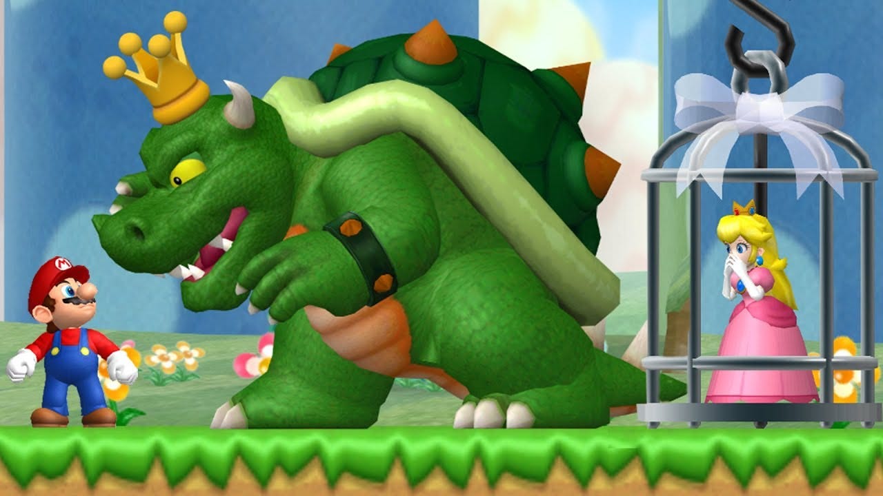 New Super Mario Bros. Wii - Evil King Koopa Fight in the first Level -  YouTube