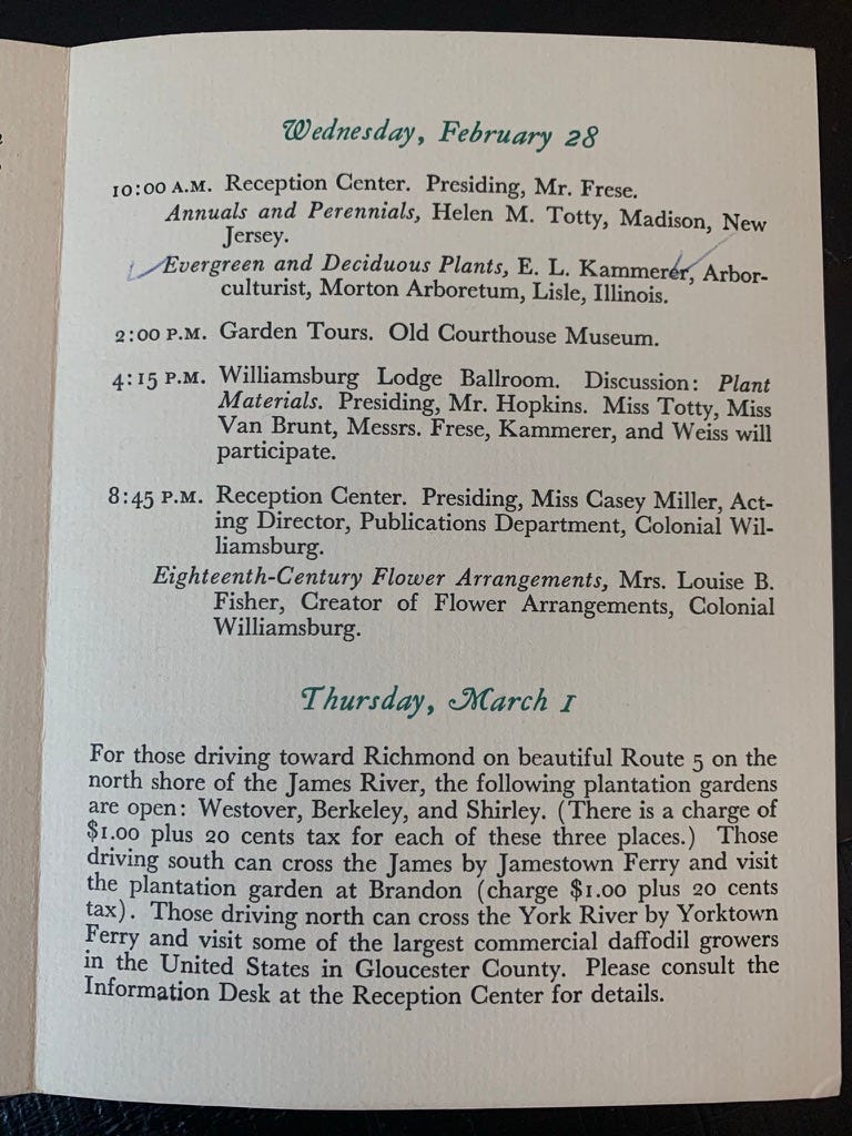 Last page of the pamphlet, showing the Wednesday schedule.