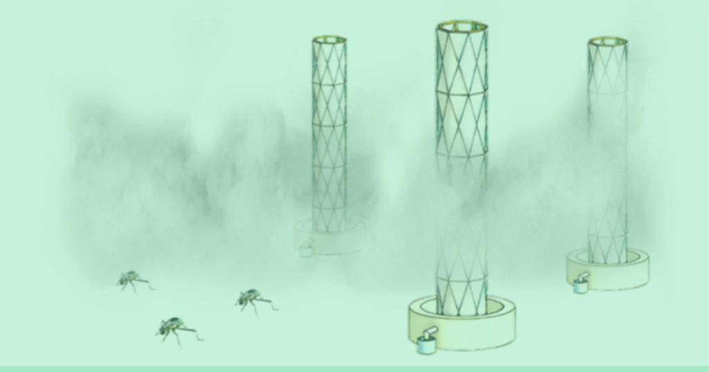 A drawing of bio towers