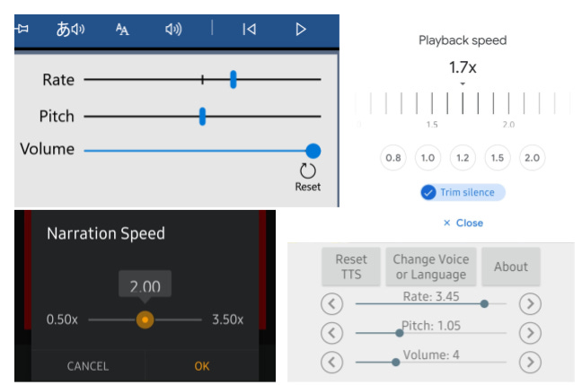  Image contains 4 screenshot of applications, that determine speed