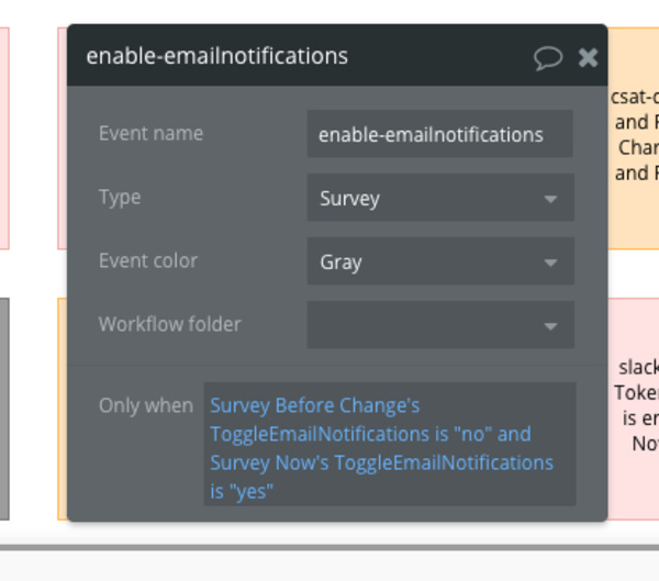 This workflow will run when a user turns on email notifications.