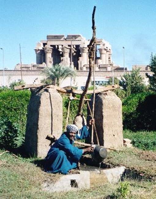 Man and shadoof/shaduf, Kom Ombo, Egypt.