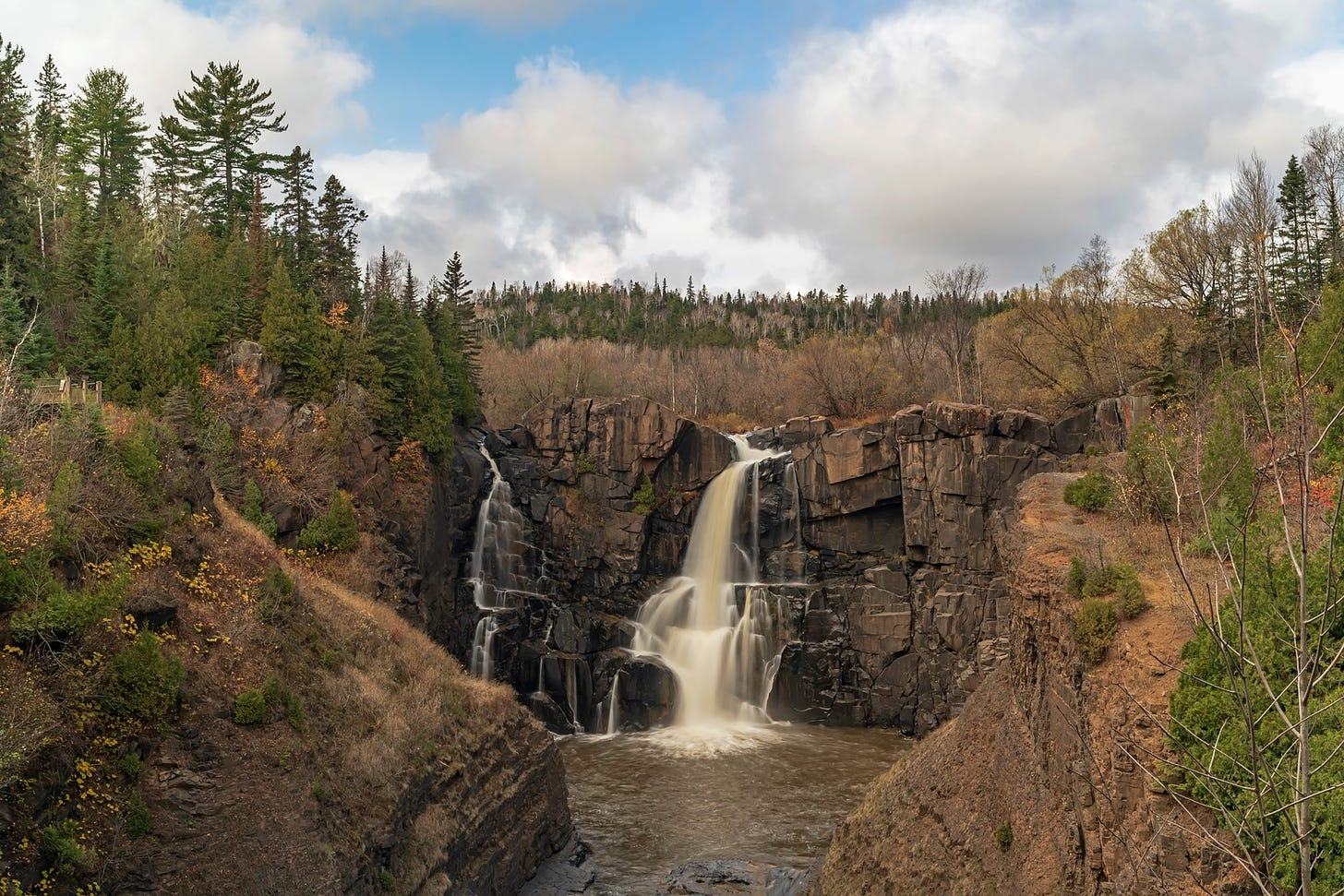 Waterfall on a fall day at Grand Portage State Park.
