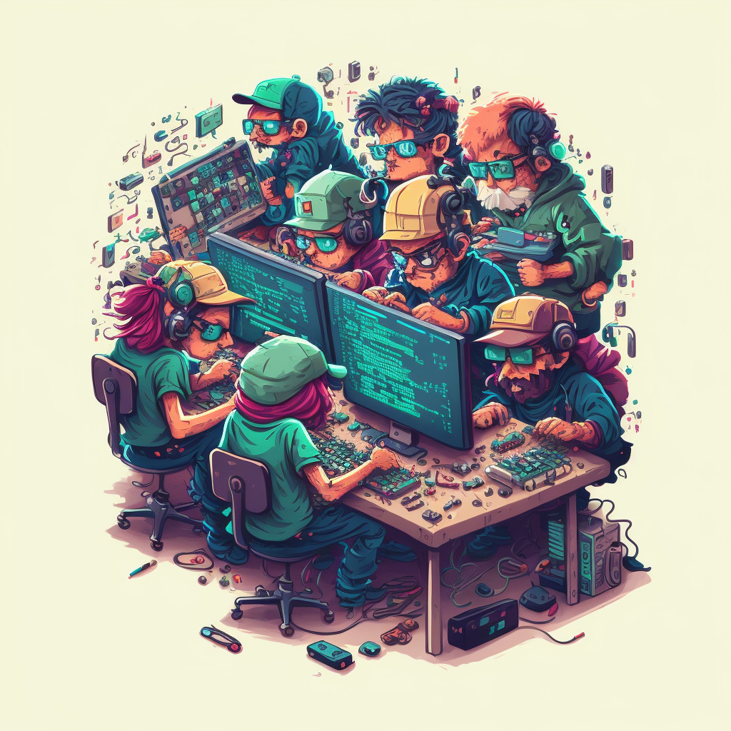 A bunch of people programming together