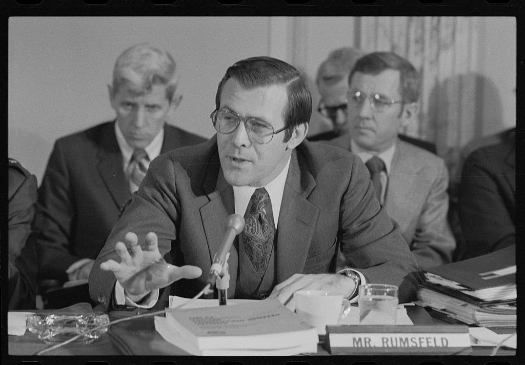 Secretary of Defense Donald Rumsfeld testifying at a Senate hearing on the  Defense Department budget] / WKL. | Library of Congress