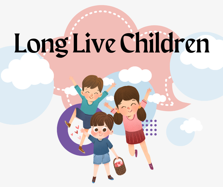 The image shows three animated figures of children enjoying together. The text written is “Long Live Children”.  The image is part of the article titled “Can Astrology predict age of my child?” authored by Anish Prasad and published at https://rationalastro.org