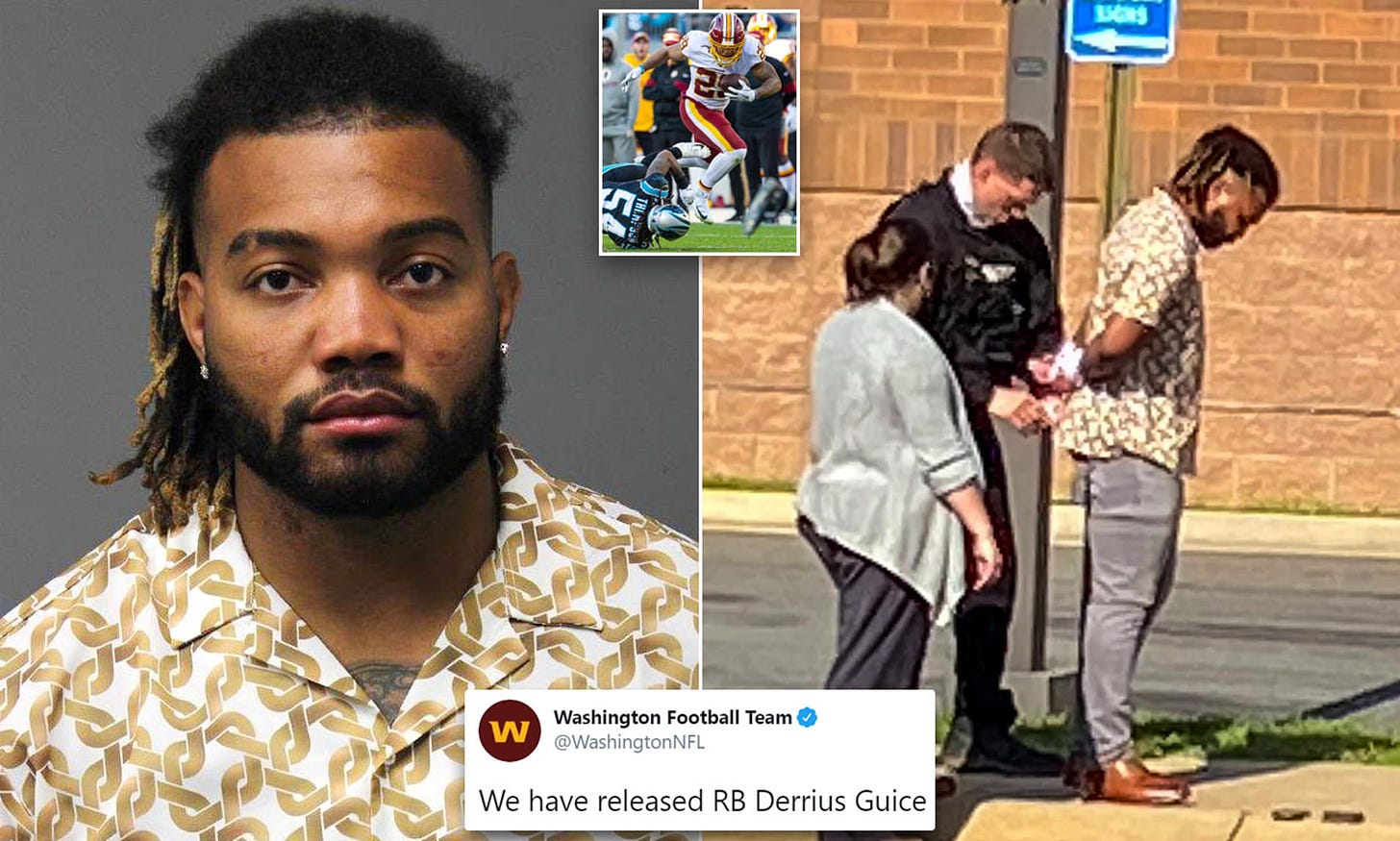 Washington Football Team running back Derrius Guice arrested on domestic  violence charges | Daily Mail Online