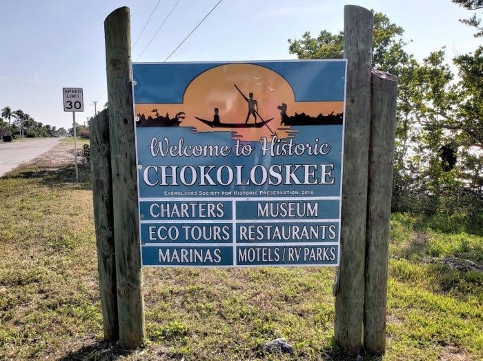 Welcome Sign at Entrance to Chokoloskee, Florida