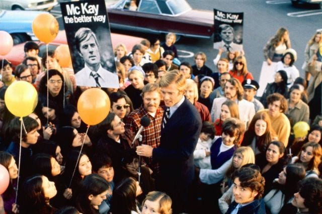 Robert Redford campaigining in THE CANDIDATE