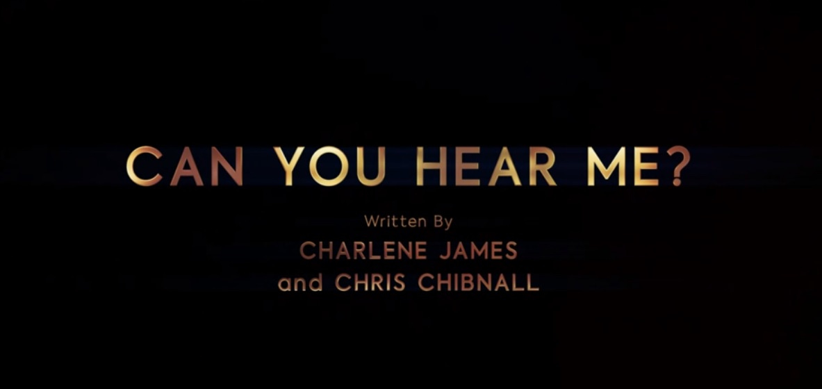 This image shows the title card of Doctor Who Series 12's seventh episode ("Can You Hear Me?"), as well as co-writers Charlene James and Chris Chibnall's official, onscreen credits.