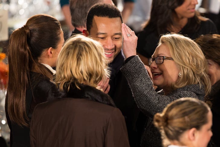 Hillary Clinton talked with Chrissy Teigen and John Legend at the ...
