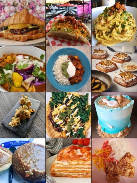 a sampling of vegan food posts from Instagram.