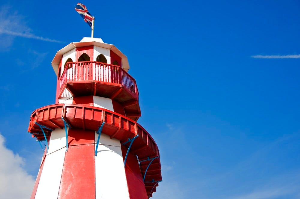 red and white striped lighthouse