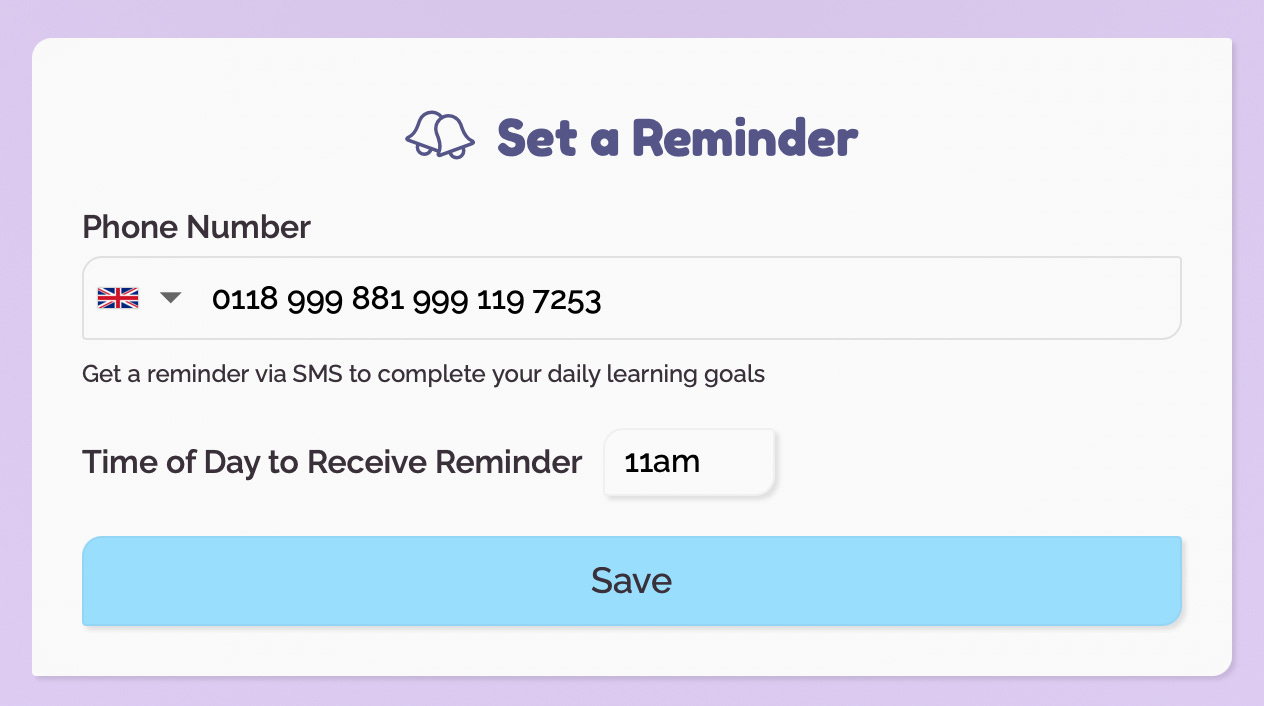 Set a reminder to learn!