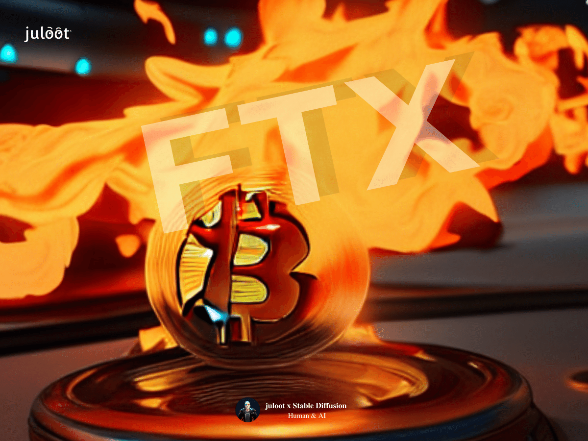 Bitcoin of FTX on fire | DistableDifussion x juloot ai art