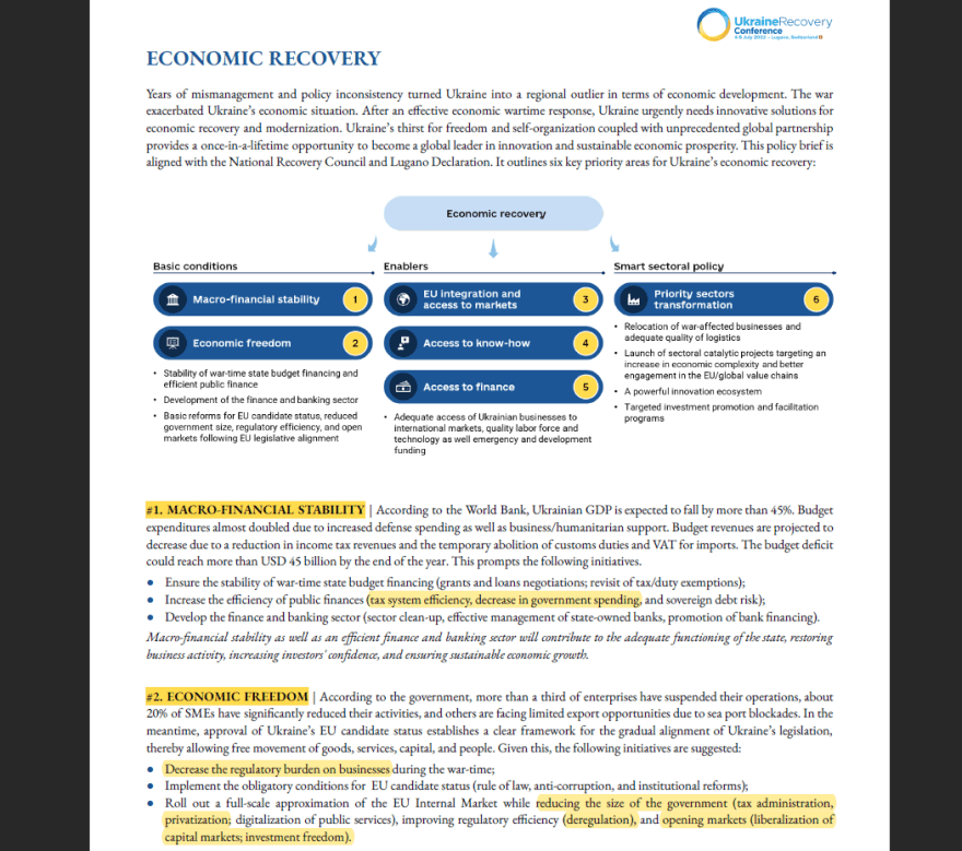 Ukraine recovery conference neoliberal economic reforms