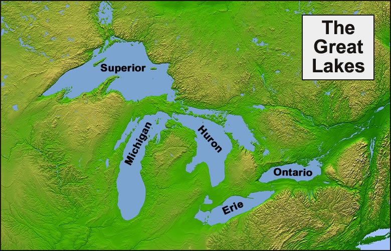 Map of the Great Lakes