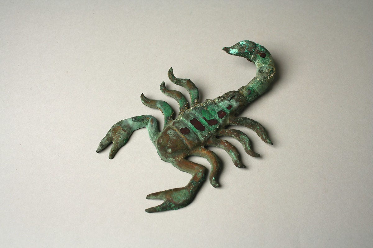 Scorpion, Gilded copper, Moche (Loma Negra) 