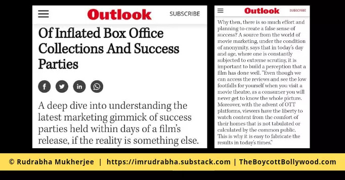 Outlook India's report on inflated box office collections