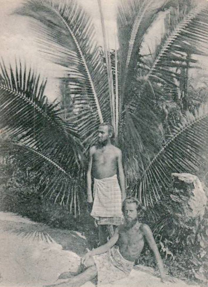 A picture of Engelhardt with concert pianist Max Lützow, who came to join the nudist, coconut-centric community.
