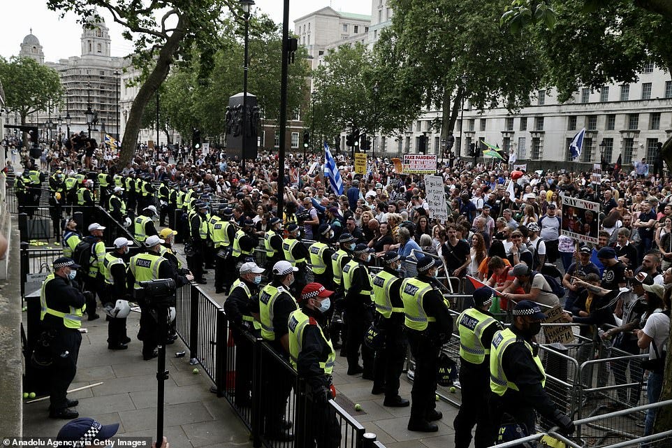 Members of the demonstration began dispersing at around 4pm, although many dedicated marchers still remain outside Downing Street and in Parliament Square