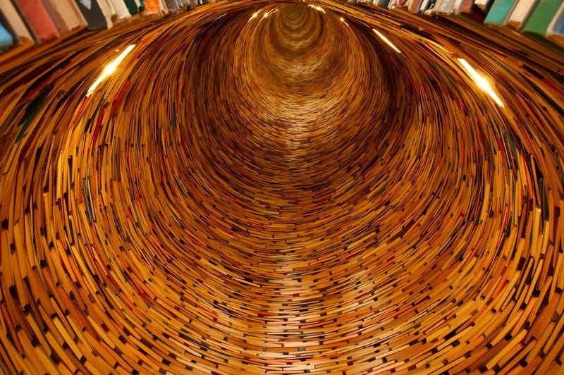 A giant tunnel of books