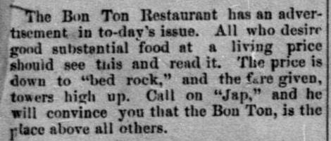 Bon Ton in Prescott, Arizona, the first Japanese owned restaurant in America