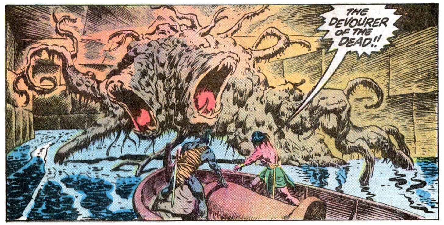 Conan and Zula meet the hideous creature known as the Devourer of the Dead