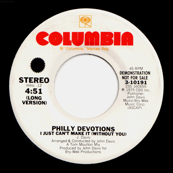 Philly Devotions – I Just Can't Make It (Without You) (1975, Vinyl) -  Discogs