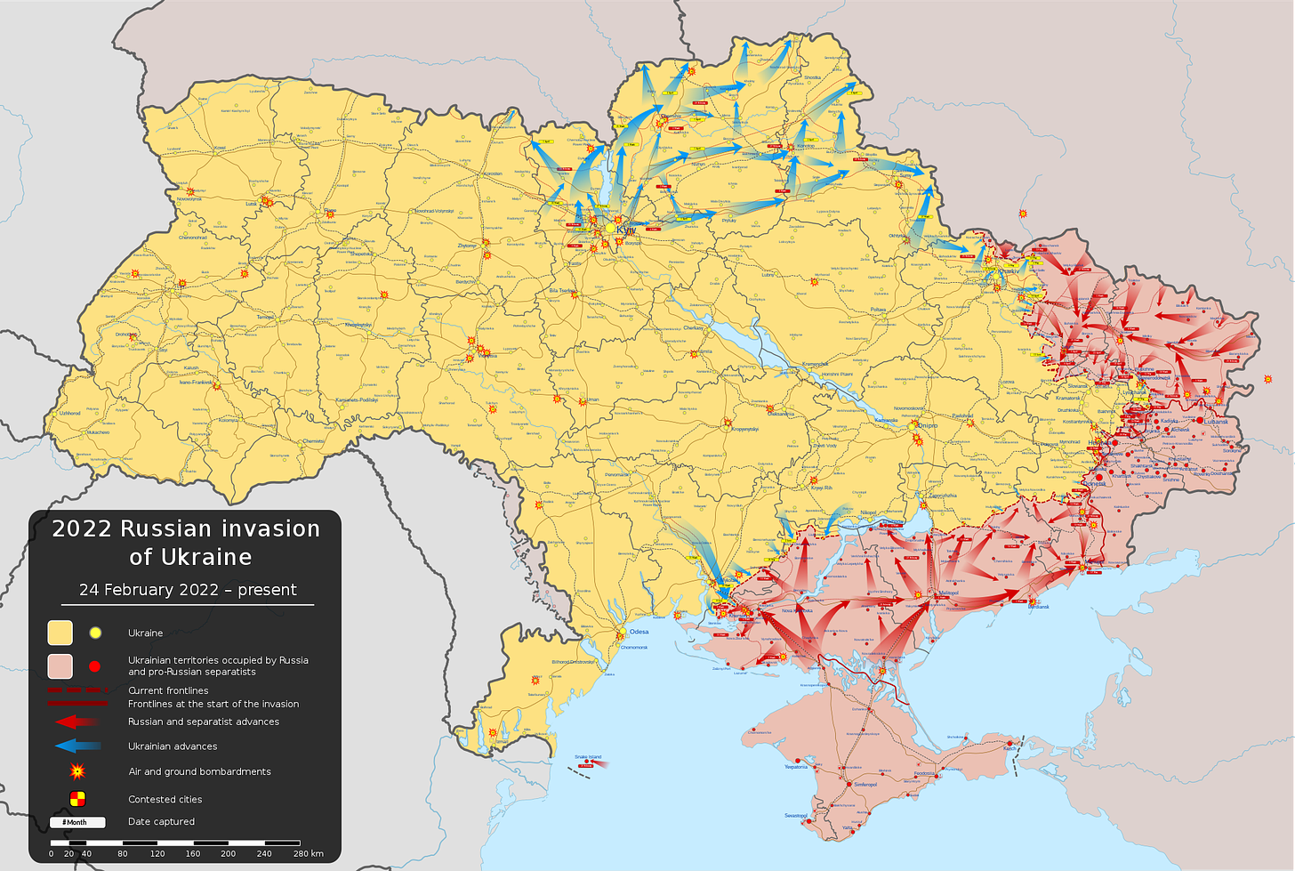 Ground situation in Ukraine as of June 23, 2022 (Image: Viewsridge, CC BY-SA 4.0, via Wikimedia Commons)