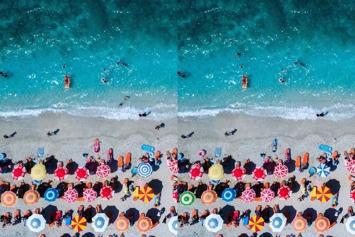 Find The Differences beach scene from overhead