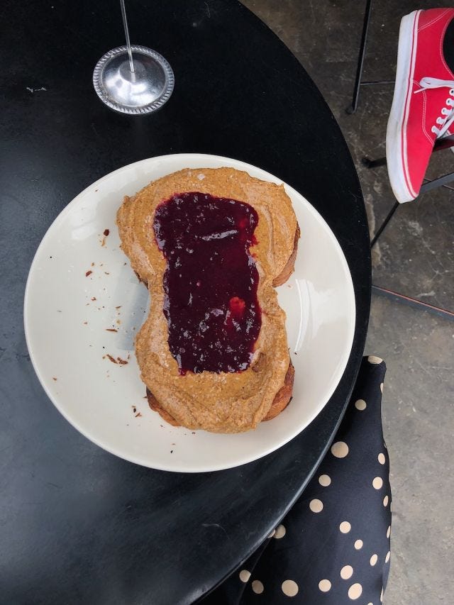 Sqirl’s brioche toast with almond-hazelnut butter and jam