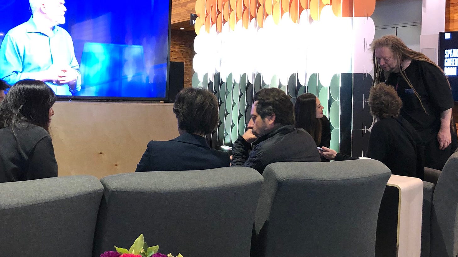 Google co-founder Sergey Brin hanging out in the lobby of TED