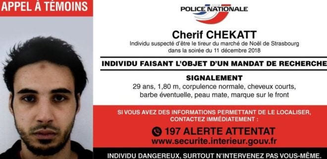 Police notice for Chérif Chekatt