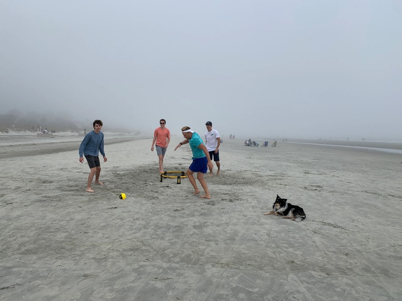 A warm, misty day on Hilton Head Island in January with our sons and nephew -- and dog, Annie.
