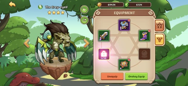 Screenshot of Character Equipment Screen