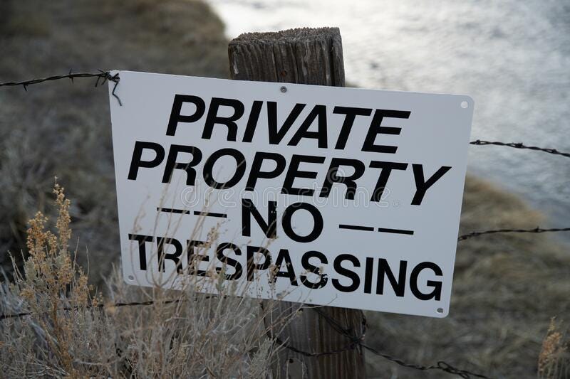 Closeup of Private Property No Tresspassing Sign