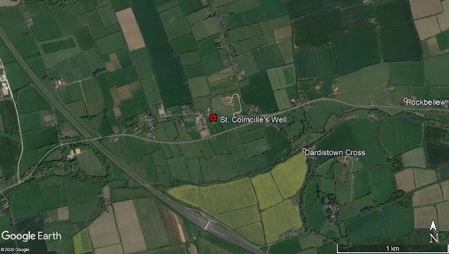 St. Colmcille's Well, Calliaghstown, Co. Meath, Satellite image.