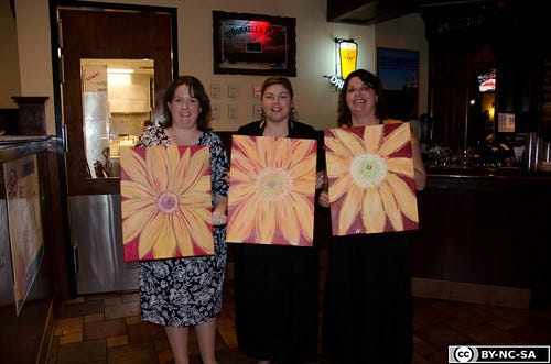 Cathy, Renee and I at Wine and Canvas