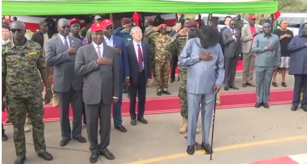 While commissioning a road in front of the nation, South Sudan's president urinates on himself live on television