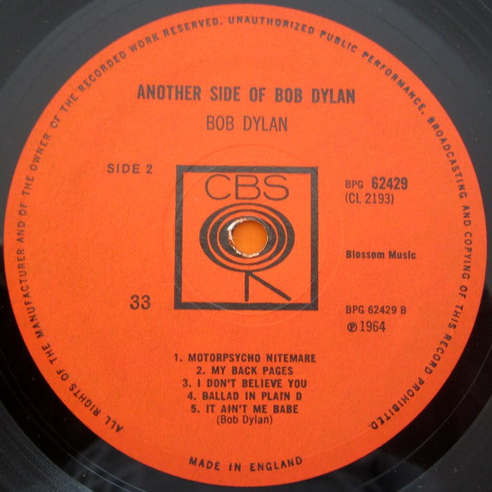 Bob Dylan - LP Another side of Bob Dylan CBS BPG 62429 (UK, - Catawiki