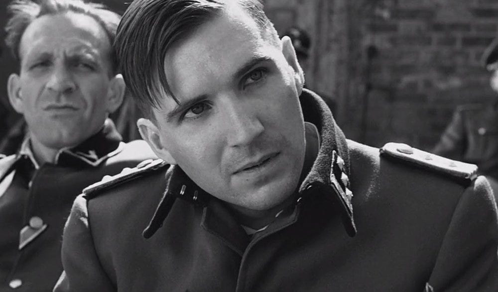 The menace of Ralph Fiennes' Amon Goth leaves an ever-deepening pit in your stomach from the moment he first appears in the film. The menace of Ralph Fiennes' Amon Goth leaves an ever-deepening pit in your stomach from the moment he first appears in the film.